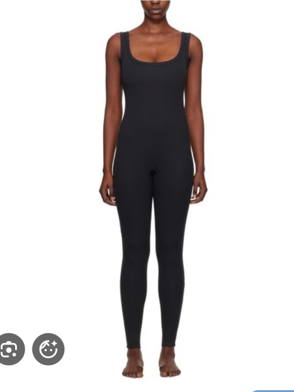 Skims Black Cotton Rib Tank Catsuit Jumpsuit